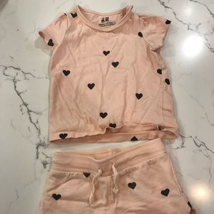 Baby girl matching outfit. Pink with hearts
